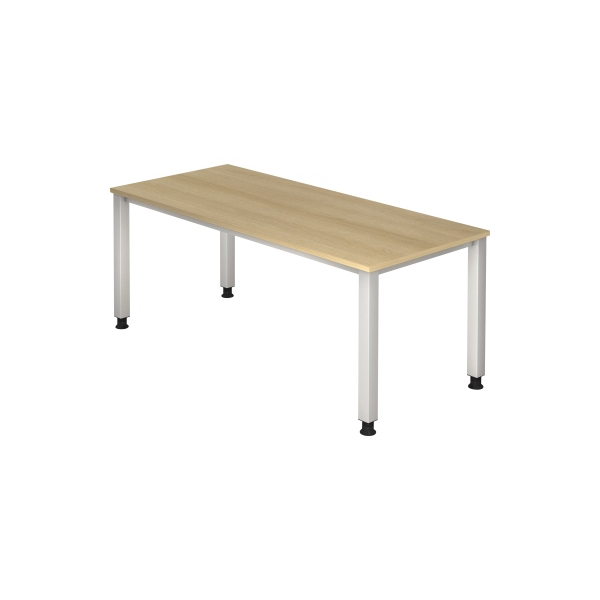 4032062165157 - Schreibtisch Q-Serie VQS19 E manuell höhenverstellbar  180x80cm (BxT) rechteckig eiche   Silber 4032062165157 Hammerbacher