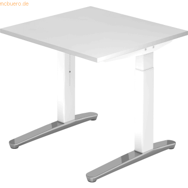 4032062169087 - Schreibtisch TOPAS LINE manuell höheneinstellbar B 800 mm weiß weiß alu poliert