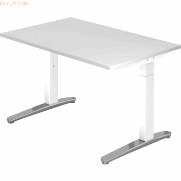 4032062169339 - Schreibtisch TOPAS LINE manuell höheneinstellbar B 1200 mm weiß weiß alu poliert