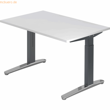 4032062172360 - Schreibtisch TOPAS LINE manuell höheneinstellbar B 1200 mm weiß graphit alu poliert 4032062172360 - Schreibtisch TOPAS LINE manuell höheneinstellbar B 1200 mm weiß graphit alu poliert