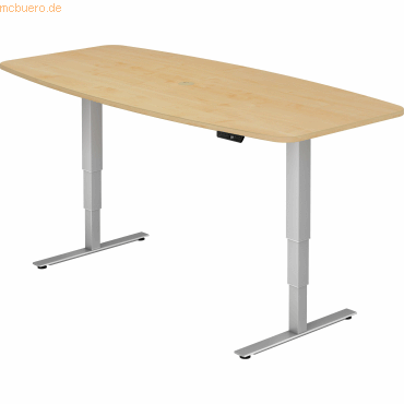 4032062176368 - HAMMERBACHER Konferenztisch XDSM22 ahorn Tonnenform T-Fuß-Gestell silber 2200 x 1030 x 620 - 1270 cm