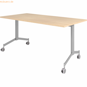 4032062177532 - HAMMERBACHER Mehrzwecktisch KF 16 eiche rechteckig T-Fuß-Gestell silber 1600 x 800 x 750 cm