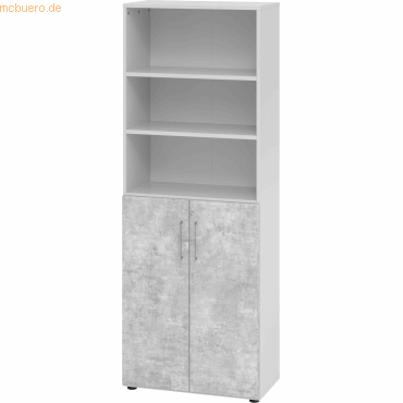 4032062184608 - Schrank 6OH  3OH Türen BxTxH 80x42x2156cm Griff BS Grau Be