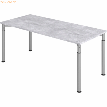 4032062184738 - HAMMERBACHER YS19 höhenverstellbarer Schreibtisch beton rechteckig 4-Fuß-Gestell silber 1800 x 800 cm