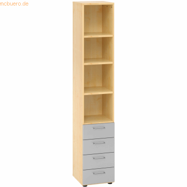 4032062184745 - Regalschrank Mirakel V964S4 3 S BS ahorn silber 4 Fachböden 400 x 420 x 2156 cm