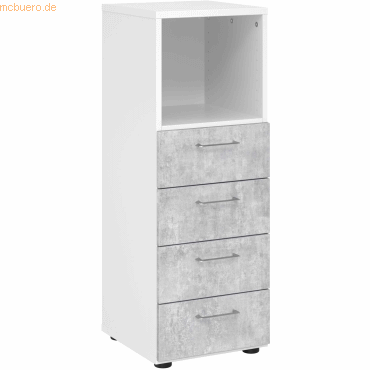 4032062184844 - Schrank V934S4 W M BS Weiß Beton Beton 40 x 42 x 110 cm