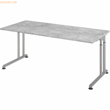 4032062186121 - HAMMERBACHER ZS19 höhenverstellbarer Schreibtisch beton rechteckig C-Fuß-Gestell silber 1800 x 800 cm