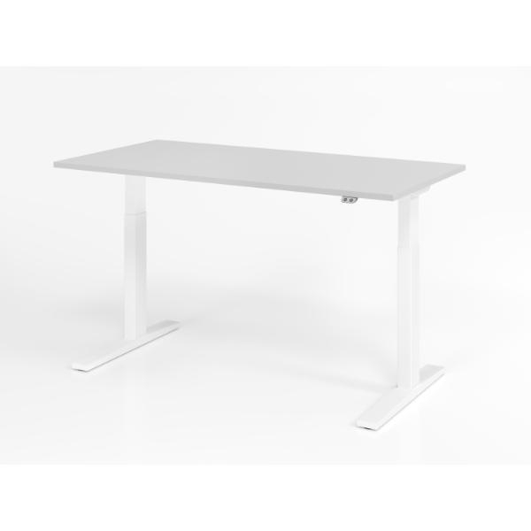 4032062190760 - Schreibtisch XMKA elektrisch höhenverstellbar 70-120cm (H) 120x80cm (BxT) Rechteckig grau   weiß 4032062190760 Hammerbacher