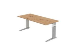 4032062193662 - Schreibtisch VUS manuell höhenverstellbar 86cm (H) 180x80cm (BxT) Asteiche   silber 4032062193662 Hammerbacher