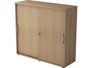 4032062207826 - eurokraft pro Schiebetürenschrank Höhe 1100 mm 2 Fachböden Nussbaum-Dekor