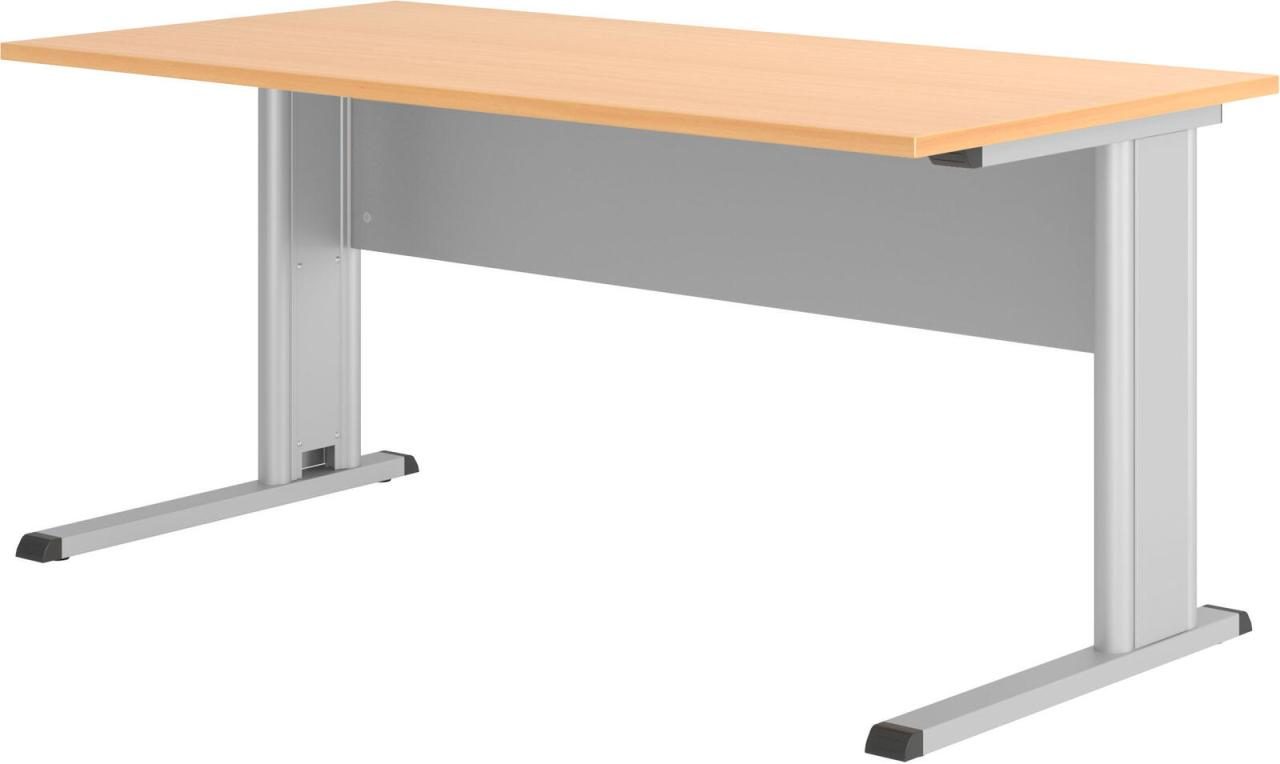 4032062248843 - Inader Schreibtisch buche rechteckig C-Fuß-Gestell silber 1600 x 800 cm
