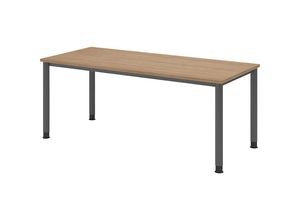 4032062310762 - HAMMERBACHER HS19 höhenverstellbarer Schreibtisch nussbaum rechteckig 4-Fuß-Gestell grau 1800 x 800 cm