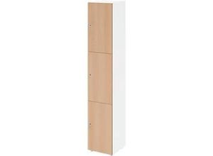 4032062313855 - Schließfachschrank Topas Line 6 Ordnerhöhen 3 Fächer Zylinderschloss B 400 x T 420 x H 2156 mm weiß Eiche
