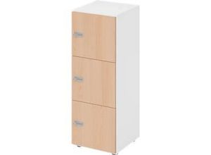 4032062314326 - Schließfachschrank Topas Line 3 Ordnerhöhen 3 Fächer Zahlenschloss B 400 x T 420 x H 1100 mm weiß Eiche