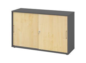 4032062314951 - Schiebetürenschrank Haziender V1753S G 3 BS ahorn grafit 2 Fachböden 1200 x 400 x 1100 cm