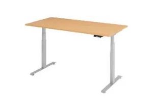 4032062320273 - Base Lite elektrisch höhenverstellbarer Schreibtisch buche rechteckig T-Fuß-Gestell silber 1600 x 800 cm