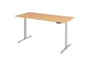 4032062320525 - Base Lite elektrisch höhenverstellbarer Schreibtisch buche rechteckig T-Fuß-Gestell silber 1800 x 800 cm