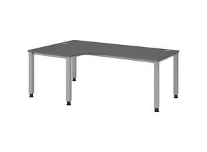 4032062322338 - QS82 höhenverstellbarer Schreibtisch grafit L-Form 5-Fuß-Gestell silber 2000 x 800 1200 cm