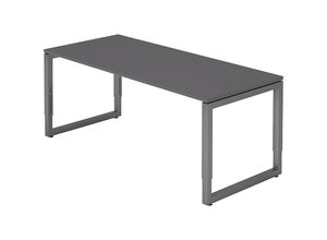 4032062322376 - RS19 höhenverstellbarer Schreibtisch grafit rechteckig Kufen-Gestell grau 1800 x 800 cm