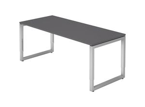 4032062323397 - RS19 höhenverstellbarer Schreibtisch grafit rechteckig O-Fuß-Gestell silber 1800 x 800 cm