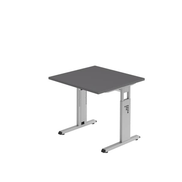 4032062323878 - Schreibtisch VOS08 G S manuell höhenverstellbar 65-85cm (H) 80x80cm (BxT) quadratisch graphit   silber 4032062323878 Hammer