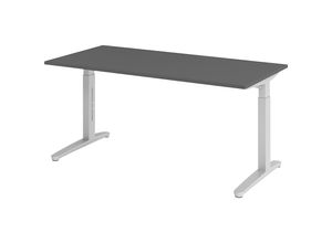 4032062323984 - eurokraft pro ANNY - Schreibtisch mit C-Fußgestell höhenverstellbar 650 - 850 mm Breite 1600 mm graphit   alusilber
