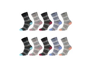 4032071810611 - Chili Lifestyle Damen Socken Streifen 10 Paar Baumwolle Weichbund