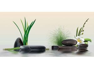 4032295091896 - Leinwandbild BÖNNINGHOFF Wellness Bilder Gr B H T 70 cm x 33 cm x 18 cm Zen Querformat 1 St grün (schwarz grün grau beige) Leinwandbilder BxH 70x33 cm