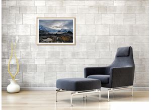 4032295092503 - Bild mit Rahmen BÖNNINGHOFF Lofoten - Norwegen weiß (farbe rahmen holz farbe bild(er) blau grau weiß) B50cm H70cm T21cm Canvas Holz Bilder BxH 50x70 cm