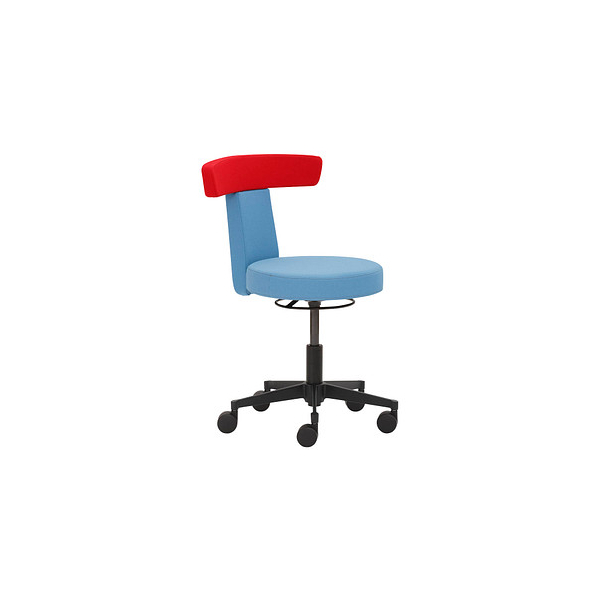 4032376043868 - Hocker 1262 kGas 622 myDUO hellblau rot mit Rollen höhenverstellbar bis 120kg 4032376043868 Mayer