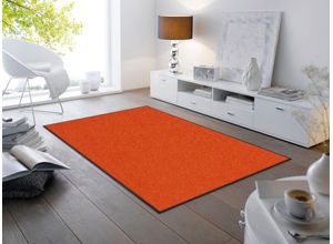 4032445052630 - Läufer WASH+DRY BY KLEEN-TEX Trend Uni Teppiche Gr B L 120 cm x 180 cm 7 mm 1 St orange Küchenläufer Schmutzfangläufer rutschhemmend In- und Outdoor geeignet waschbar