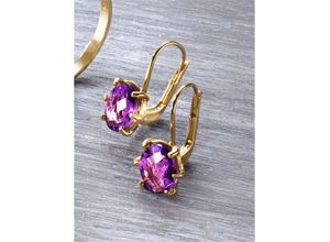 4032547013027 - Paar Ohrstecker LADY Ohrringe Gr Amethyst ct Glas-Metall-Gold goldfarben (gelbgold 375) Damen Ohrstecker