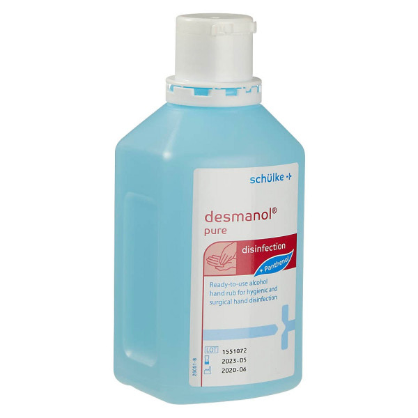 4032651252114 - desmanol® pure Händedesinfektion alkoholisch Desinfektionsmittel zur hygienischen und chirurgischen Händedesinfektion 500 ml - Flasche