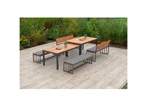 4033662220307 - MERXX Garten-Essgruppe Milos (Set 10-tlg) 4 Sitzbänke inkl Sitzkissen 2 Ti