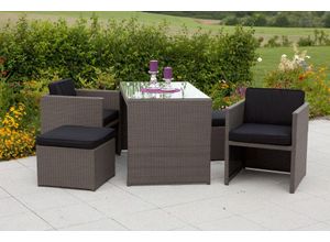 4033662283180 - MERXX Garten-Essgruppe Merano (11-tlg) 2 Sessel 2 Hocker Tisch 128x70 cm Po