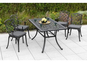 4033662986326 - MERXX Garten-Essgruppe Rhodos (Set 9-tlg) 4 Sesselinkl Auflagen Tisch