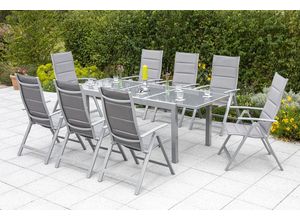 4033662988825 - Gartenmöbelset Taviano 9tlg Aluminium Textil silber diamantbraun