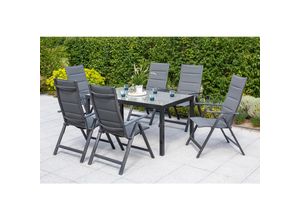 4033662988832 - Gartenmöbelset Taviano 7tlg Aluminium Textil graphit grau 4033662988832 - Gartenmöbelset Taviano 7tlg Aluminium Textil graphit grau
