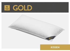 4033829471023 - Gänsefederkopfkissen SPESSARTTRAUM Gold Kopfkissen Gr B L 80 cm x 80 cm Baumwolle 1 St weiß Allergiker Kopfkissen hergestellt in Deutschland allergikerfreundlich