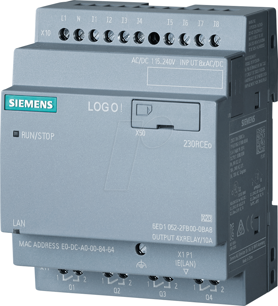 4034106033651 - SPS-Steuerung logo 85-265VUC 1RELAusg 8digiEing 4digiAusg 6ED1052-2FB08-0BA1 - Siemens