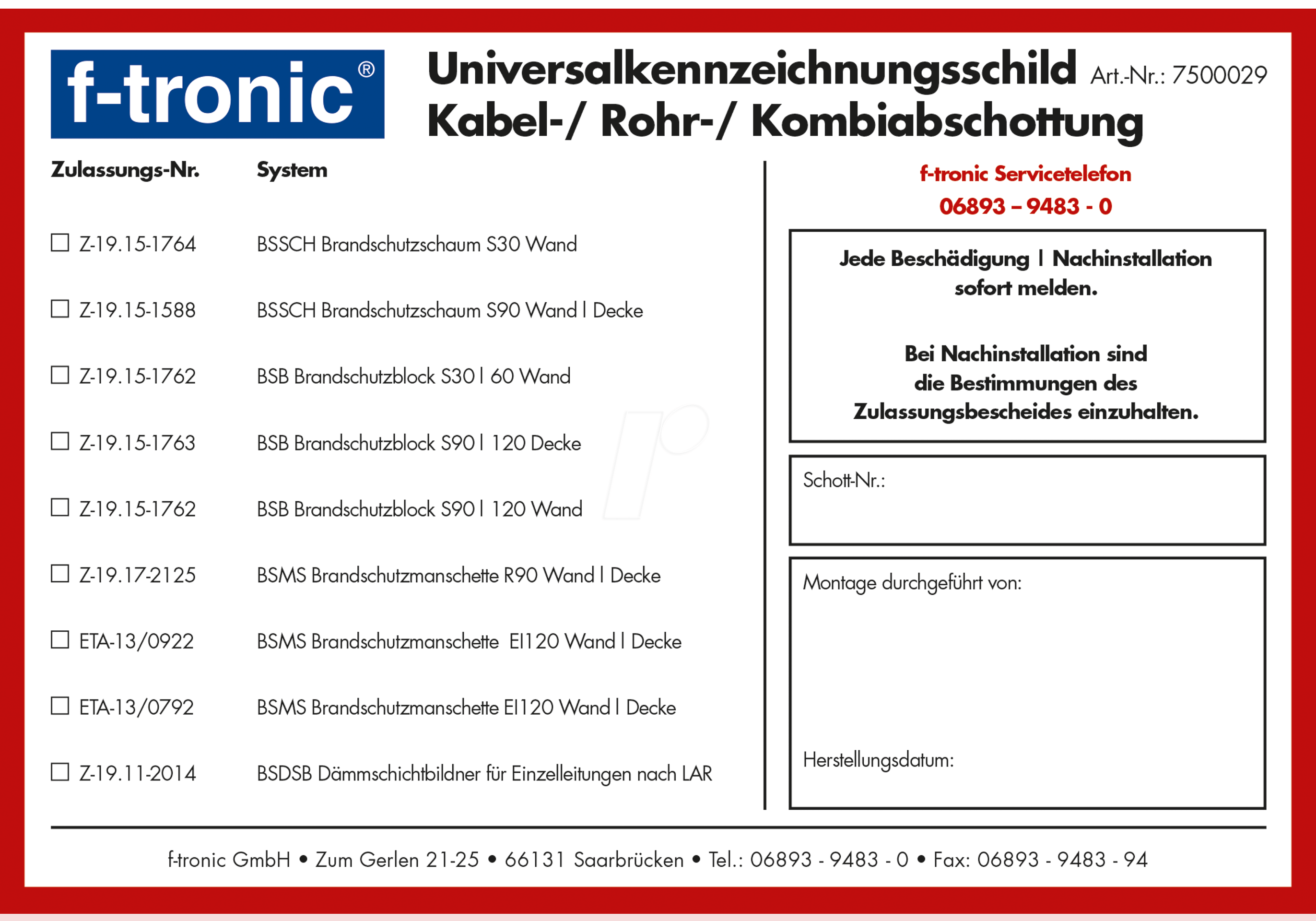 4034338916371 - EL BSKS - Universalkennzeichnungsschild