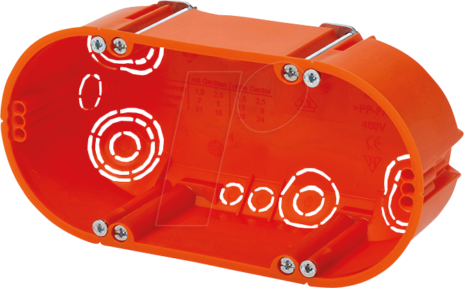 4034338956964 - EL E118 - HW Doppel - Schalterdosen 2x Ø 60 mm