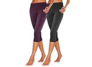 4035156727132 - Große Größen Doppelpack Capri-Leggings beere+schwarz Gr40 42