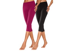 4035156729730 - Große Größen Doppelpack Capri-Leggings himbeere+schwarz Gr40 42