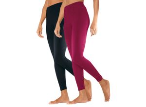 4035156729839 - Große Größen Doppelpack Leggings mit Gummibund himbeere+schwarz Gr40 42