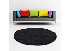 4035179106396 - Bestlivings - Flickenteppiche Leder Rund 150cm schwarz - Schwarz