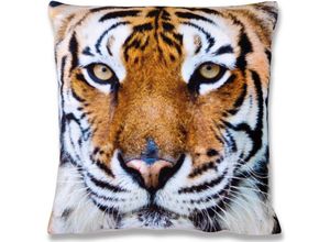 4035179108819 - Bestlivings - Kissenbezug Fotodruck Motiv in 40x40 cm Flauschig weiche Kissen-Hülle in vielen Motiven erhältlich ( Design Tiger beige ) - Tiger