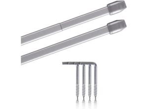 4035179115268 - Bestlivings - Vitragestangen 2er Pack ausziehbar 2 Gardinenstangen mit Schraubhaken (Farbe silber Größe 110-150cm ) - Silber