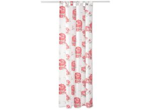 4035179147016 - Arsvita - Schlaufenschal mit Rosendruck 140x245cm Transparent Vorhang Gardine - Pink