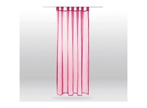 4035179151020 - Gardine mit Schlaufen Transparent Voile 140 x 245cm ( Breite x Länge ) in pink - fuchsia Schlaufenschal in vielen weiteren Farben und Größen - Pink